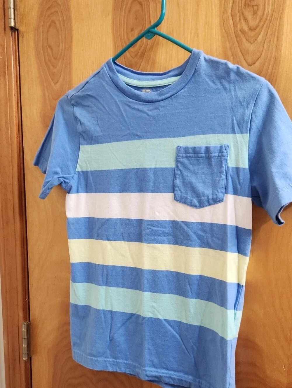 Old Navy Kids Blue Striped Pocket Tee